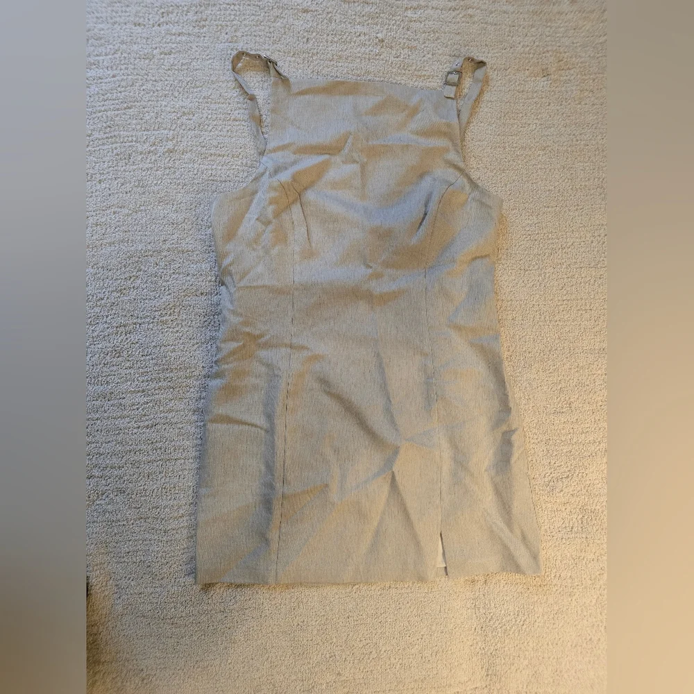 NEW Amanda Uprichard / Revolve Neutral Beige Mini Dress with Buckle Straps SZ L - Picture 14 of 15